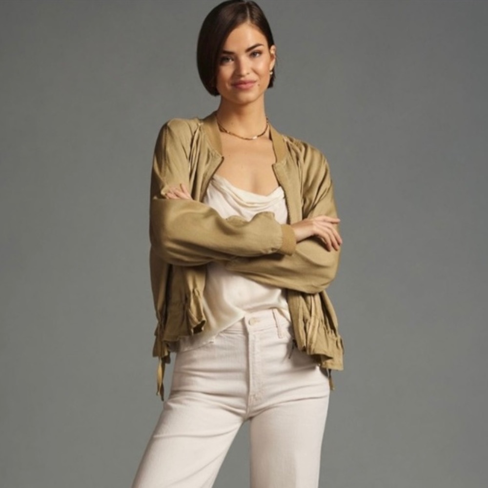 Anthropologie ruffled bomber jacket -xxs